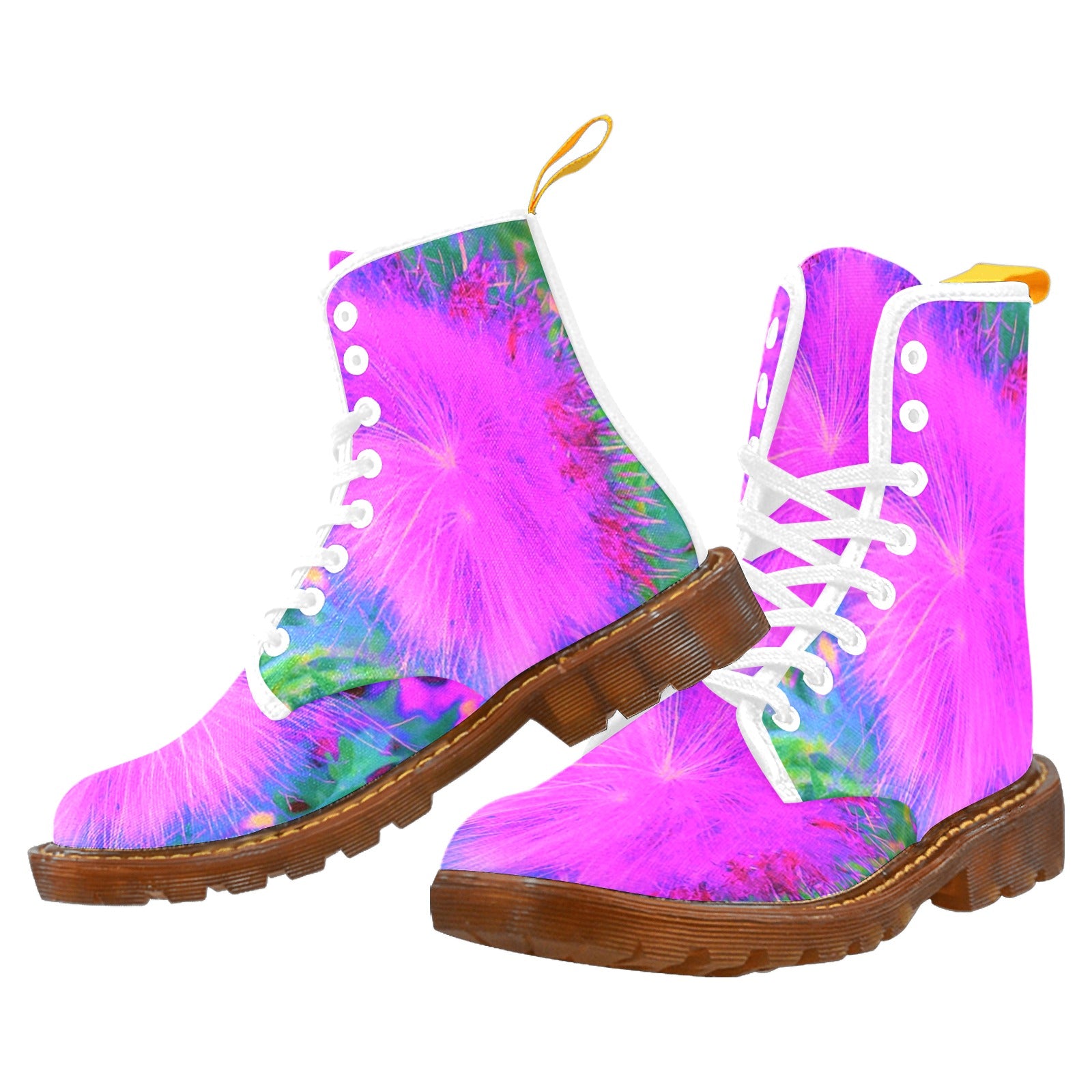 Boots for Women, Psychedelic Nature Ultra-Violet Purple Milkweed - White