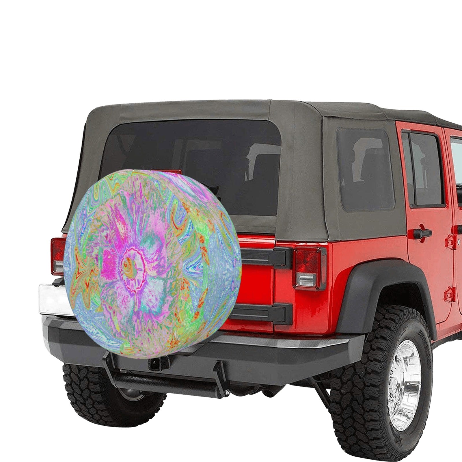 Spare Tire Covers, Psychedelic Hot Pink and Ultra-Violet Hibiscus - Large