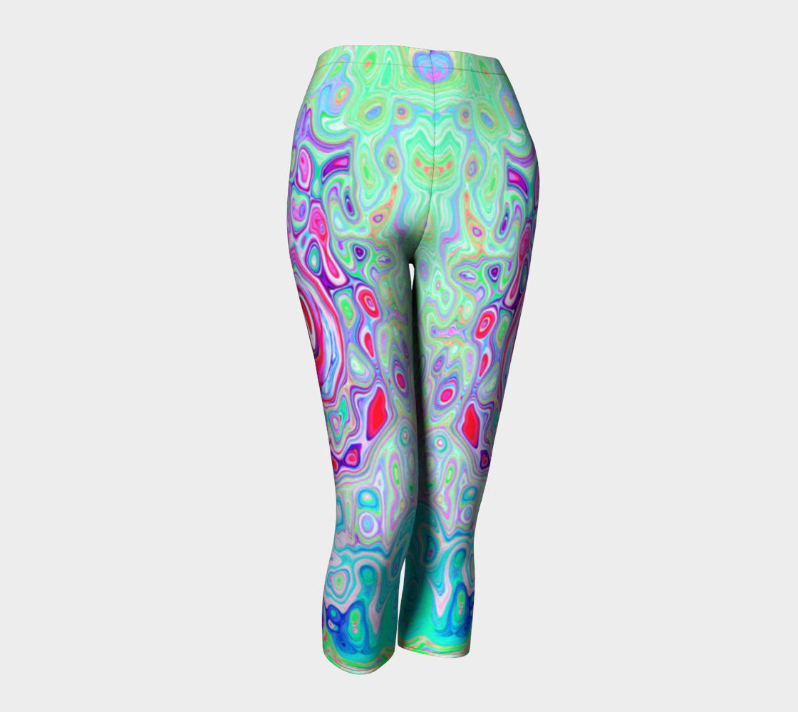 Green Sparkle Galaxy Print Women's Capri Leggings