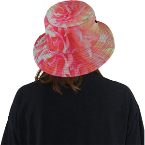 Bucket Hats, Elegant Coral and Pink Decorative Dahlia