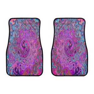 Car Floor Mats, Purple, Blue and Red Abstract Retro Swirl - Front Set of 2
