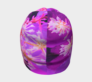 Beanie Hat, Cool Abstract Retro Nature in Purple and Coral Beanies for Women
