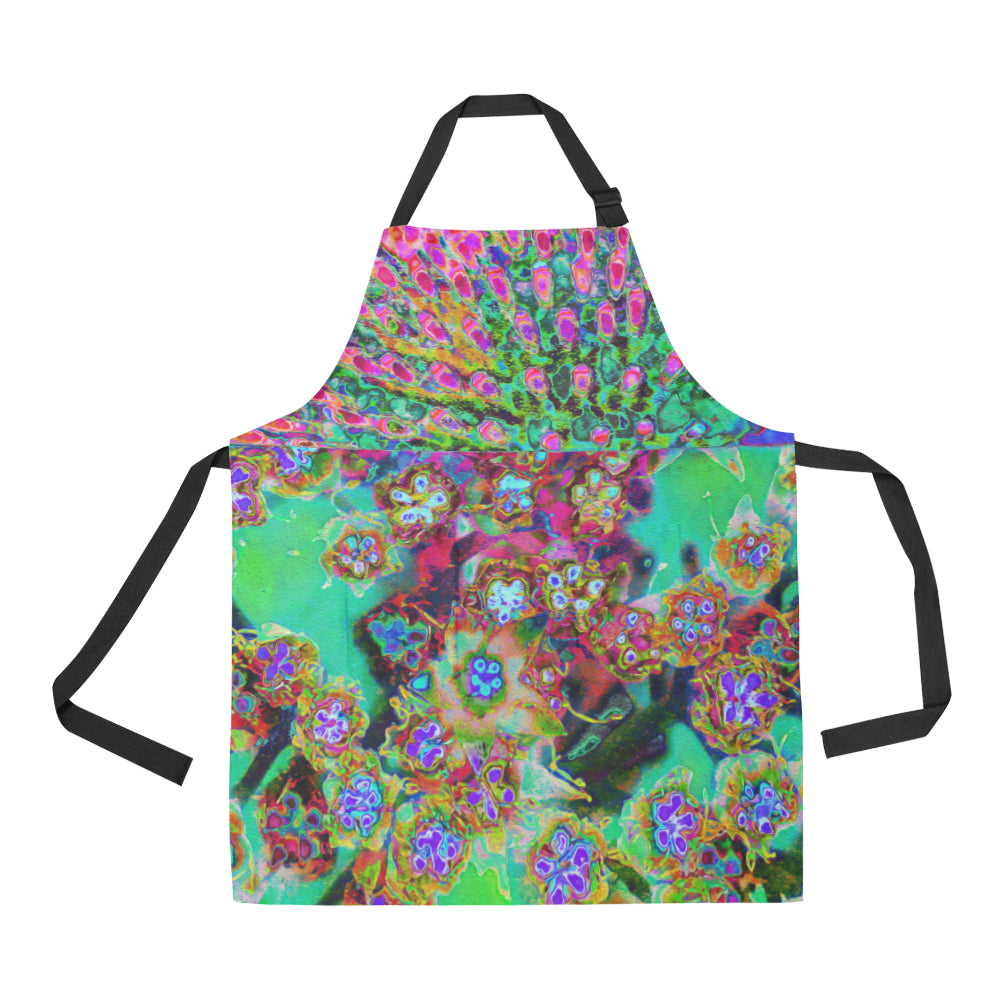 Apron with Pockets, Psychedelic Abstract Groovy Purple Sedum