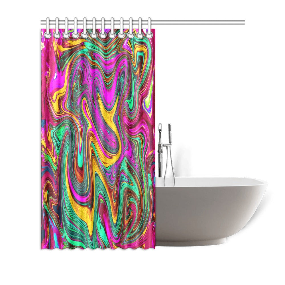 Shower Curtains, Marbled Hot Pink and Sea Foam Green Abstract Art - 72 x 72