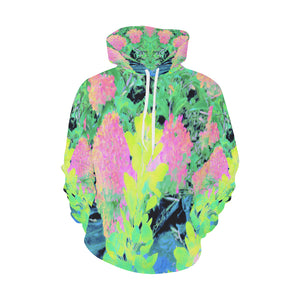 Hoodies for Women, Pink Hydrangea Garden with Yellow Foliage