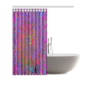 Shower Curtains, Psychedelic Groovy Magenta Retro Liquid Swirl