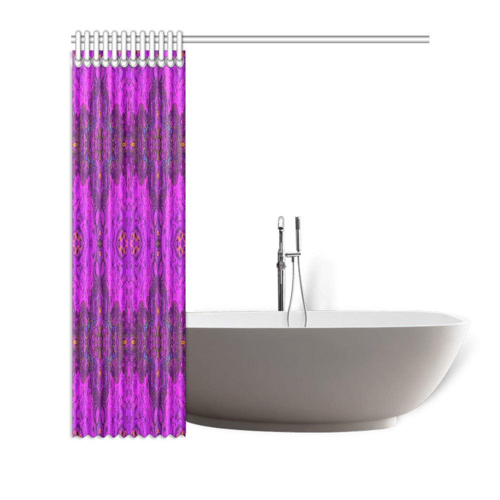 Shower Curtains, Abstract Magenta and Black Groovy Pattern