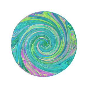 Spare Tire Covers, Groovy Abstract Retro Aquamarine Swirl - Large