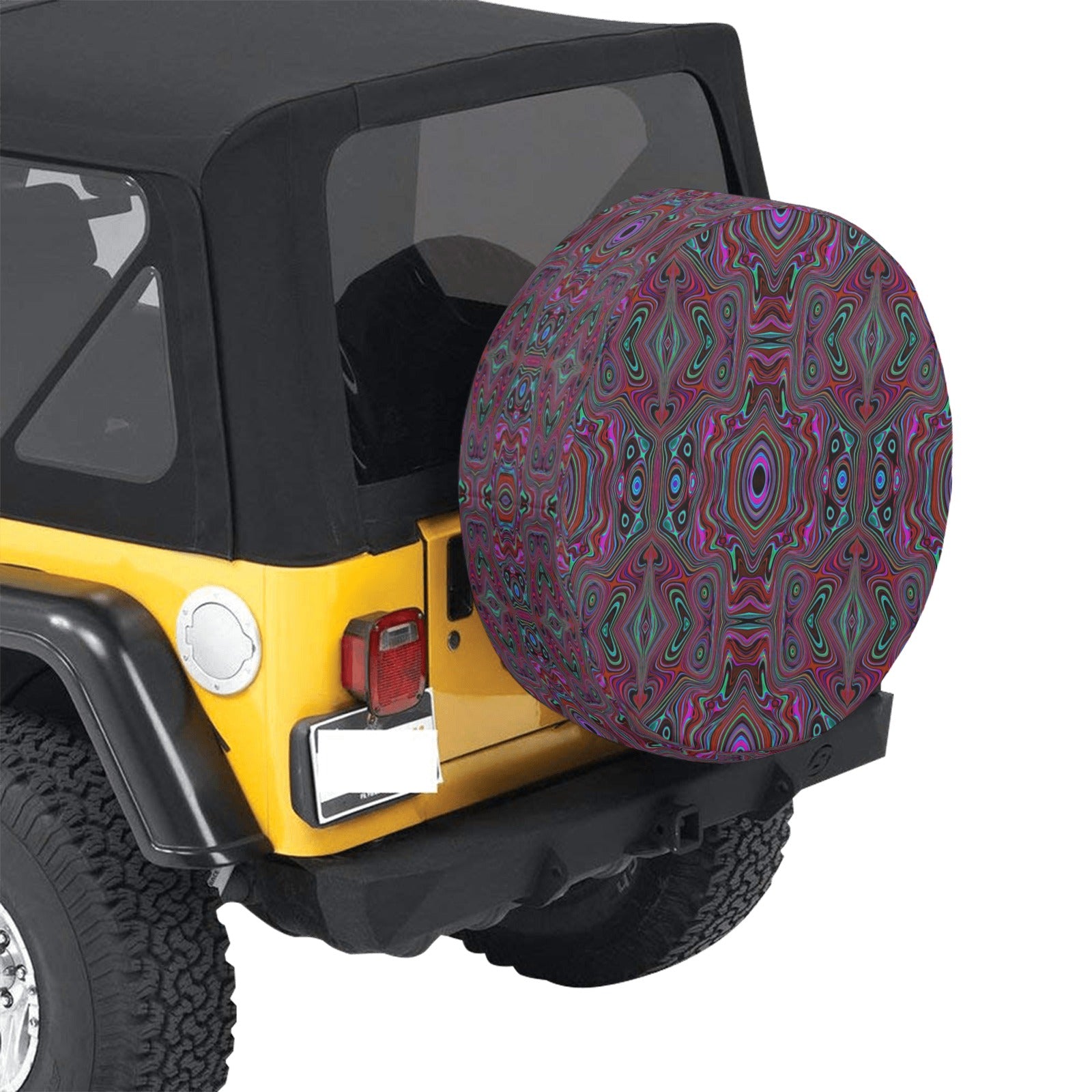 Spare Tire Covers, Trippy Seafoam Green and Magenta Abstract Pattern - Medium