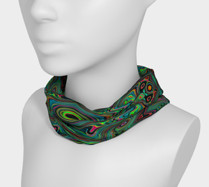 Headband, Trippy Retro Black and Lime Green Abstract Pattern