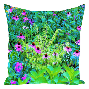 Decorative Throw Pillows, Purple Coneflower Garden with Chartreuse Foliage - Square