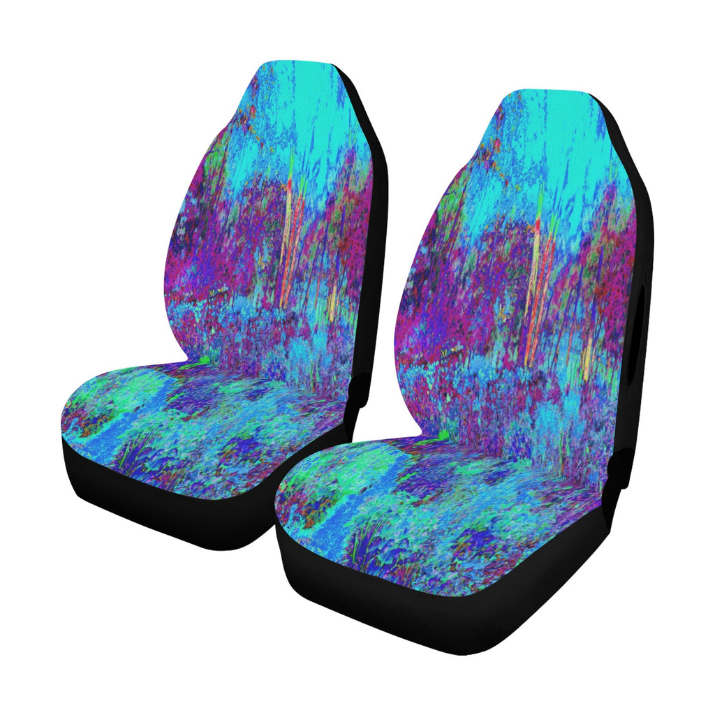 Car Seat Covers, Psychedelic Impressionistic Blue Garden Landscape