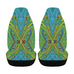 Car Seat Covers, Trippy Chartreuse and Blue Abstract Butterfly