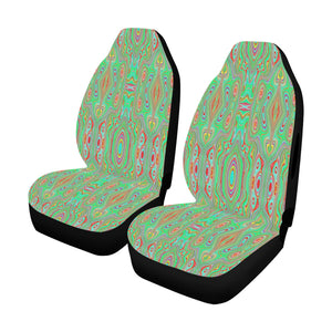 Car Seat Covers, Trippy Retro Orange and Lime Green Abstract Pattern