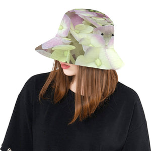 Bucket Hats, Antique White and Dusty Pink Hydrangea Petals