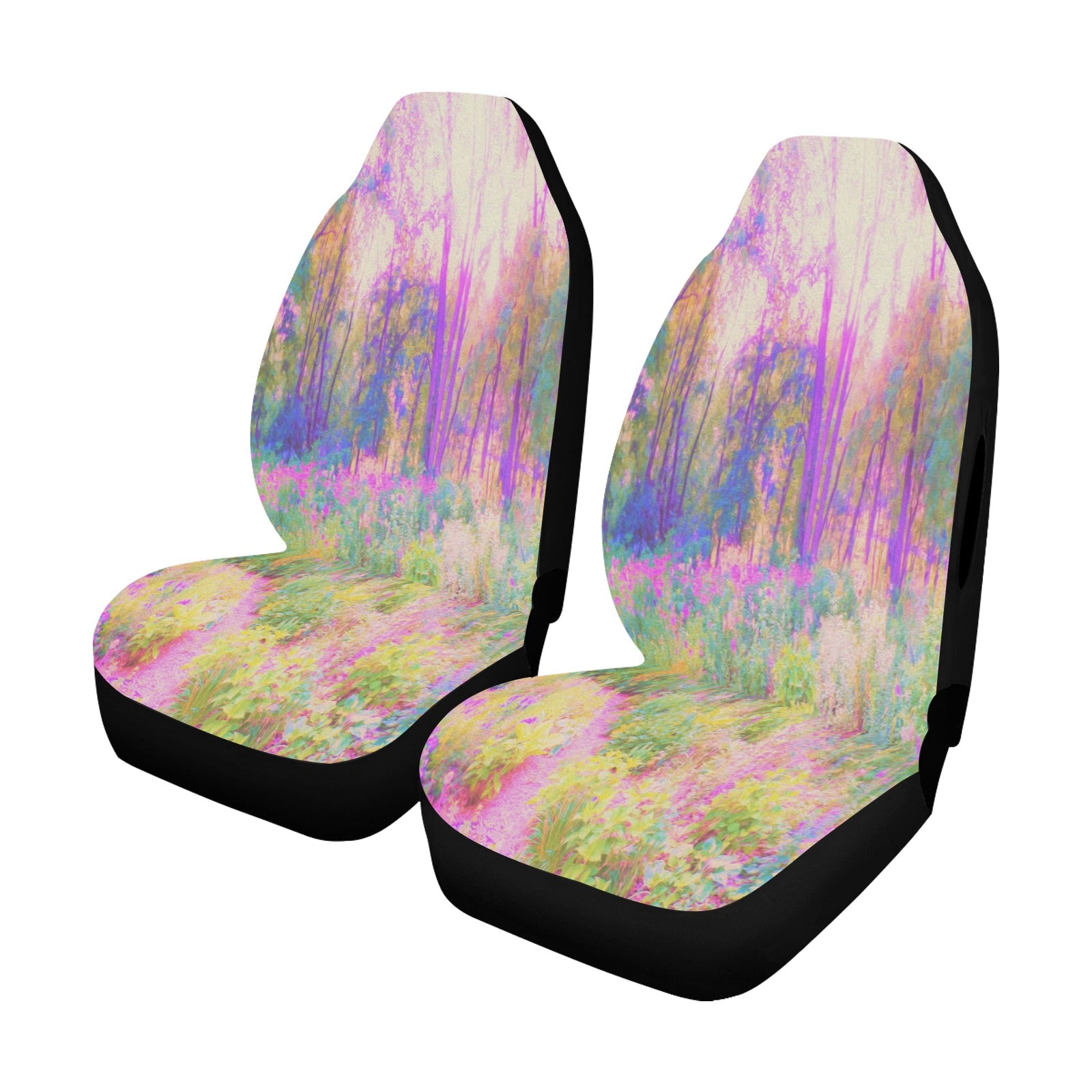 Car Seat Covers, Illuminated Pink and Coral Impressionistic Landscape