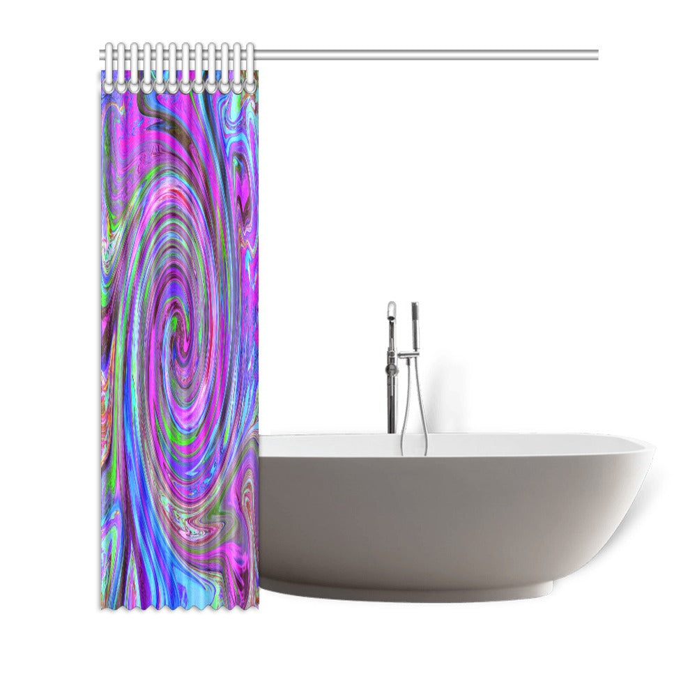 Shower Curtains, Colorful Magenta Swirl Retro Abstract Design