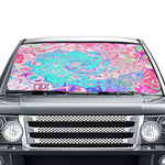 Car Umbrella Sun Shades, Groovy Aqua Blue and Pink Abstract Retro Swirl