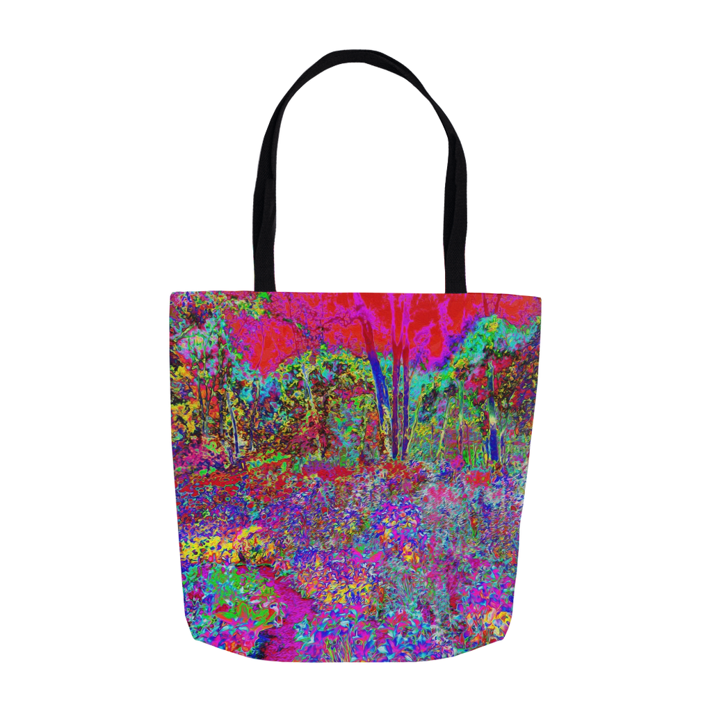 Tote Bags, Psychedelic Impressionistic Garden Landscape