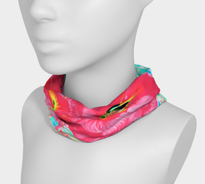 Headbands for Women, Two Rosy Red Coral Plum Crazy Hibiscus on Aqua