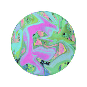 Spare Tire Covers, Retro Pink and Light Blue Liquid Art on Hydrangea - Large