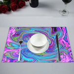 Cloth Placemats Set, Blue, Pink and Purple Groovy Abstract Retro Art
