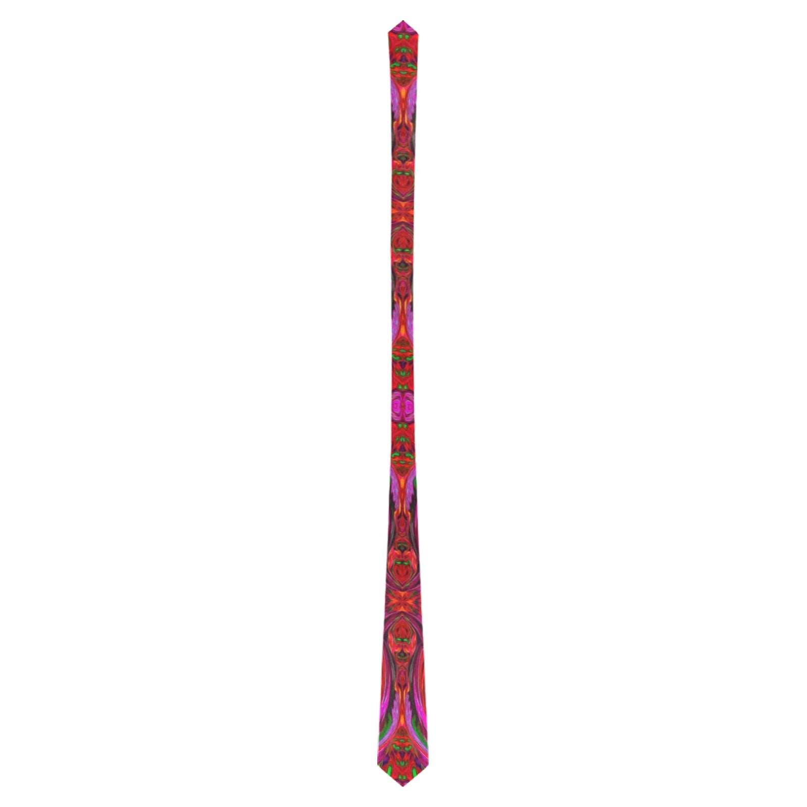 Neck Ties, Cool Trippy Magenta, Red and Green Wavy Pattern