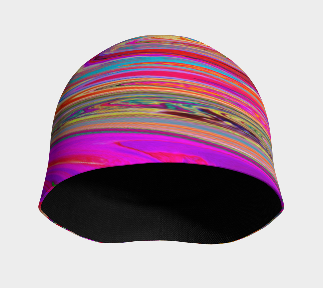 Beanie Hats, Colorful Rainbow Swirl Retro Abstract Design