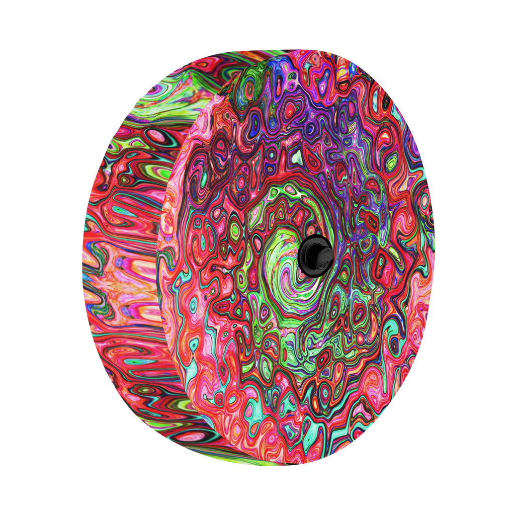 Spare Tire Cover with Backup Camera Hole - Watercolor Red Groovy Abstract Retro Liquid Swirl - Medium