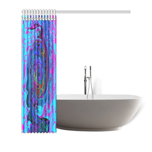 Shower Curtains, Groovy Abstract Retro Blue and Purple Swirl - 72 x 72