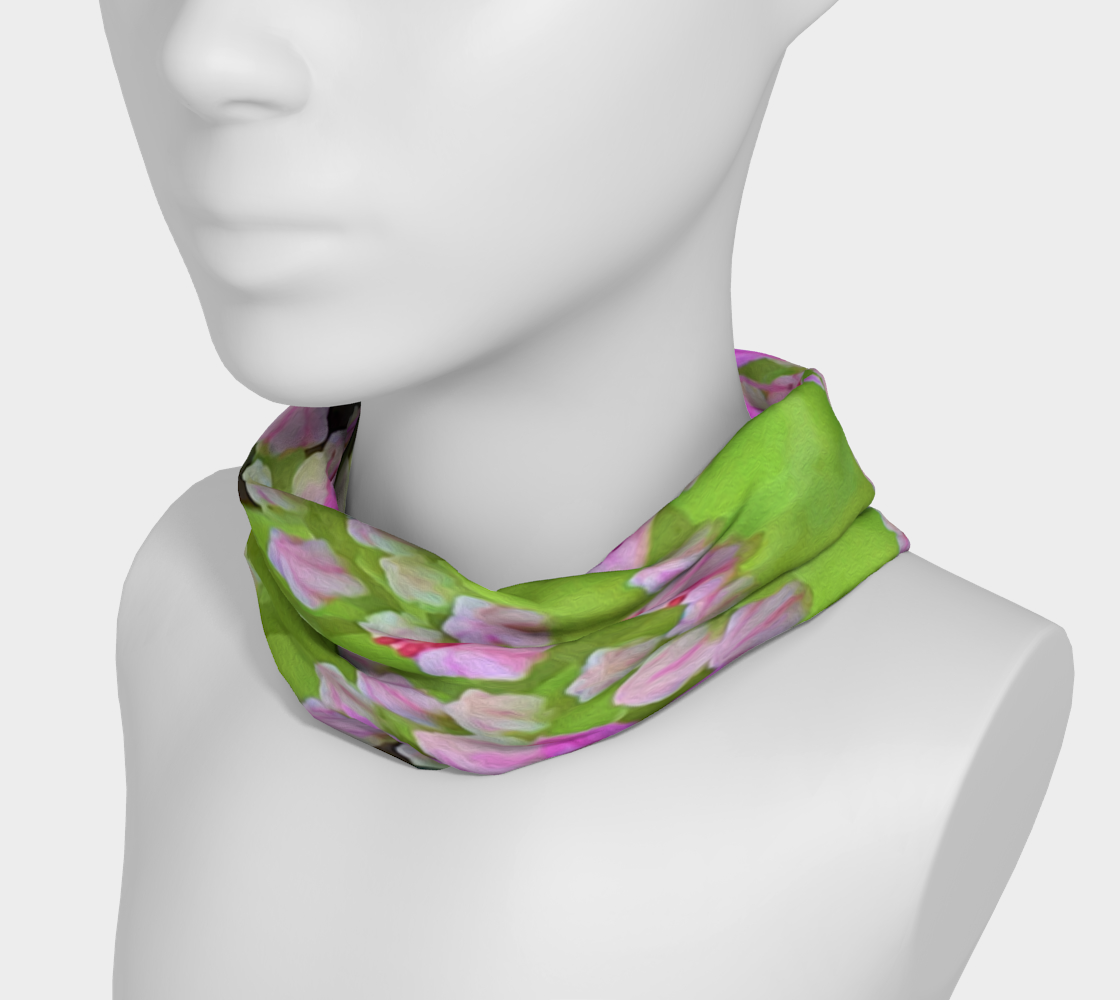 Wide Fabric Headband, Hot Pink Succulent Sedum with Fleshy Green Leaves, Face Covering
