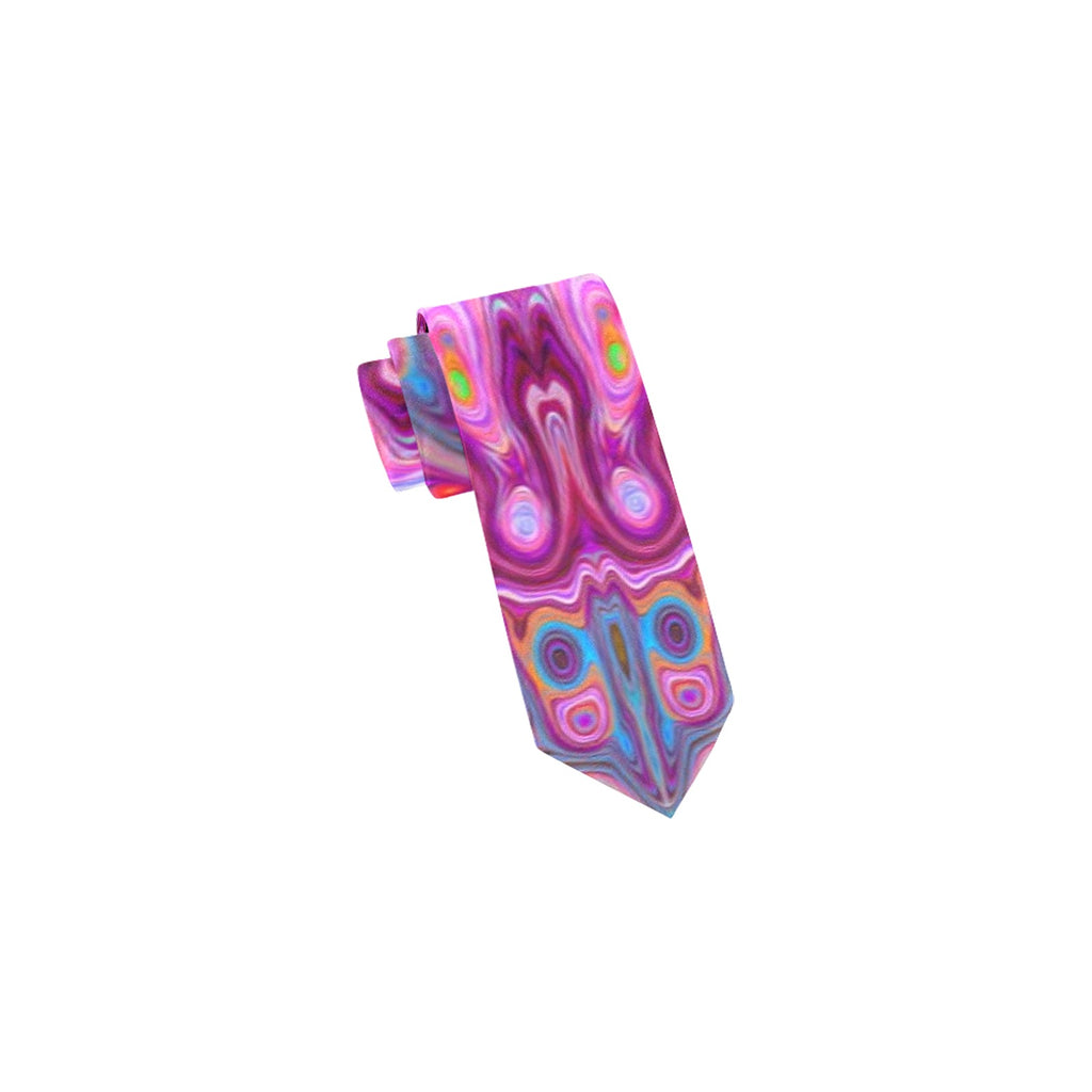 Neck Ties, Abstract Magenta, Pink, Blue and Red Groovy Pattern