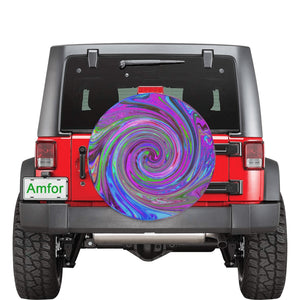 Spare Tire Covers, Colorful Magenta Swirl Retro Abstract Design - Medium