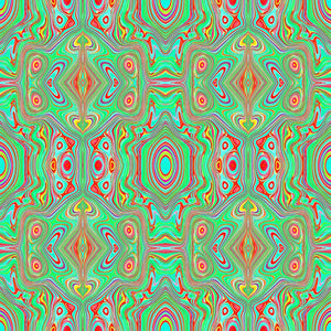 Men's Leggings, Trippy Retro Orange and Lime Green Abstract Pattern