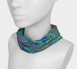 Wide Fabric Headbands, Trippy Chartreuse and Blue Retro Liquid Swirl
