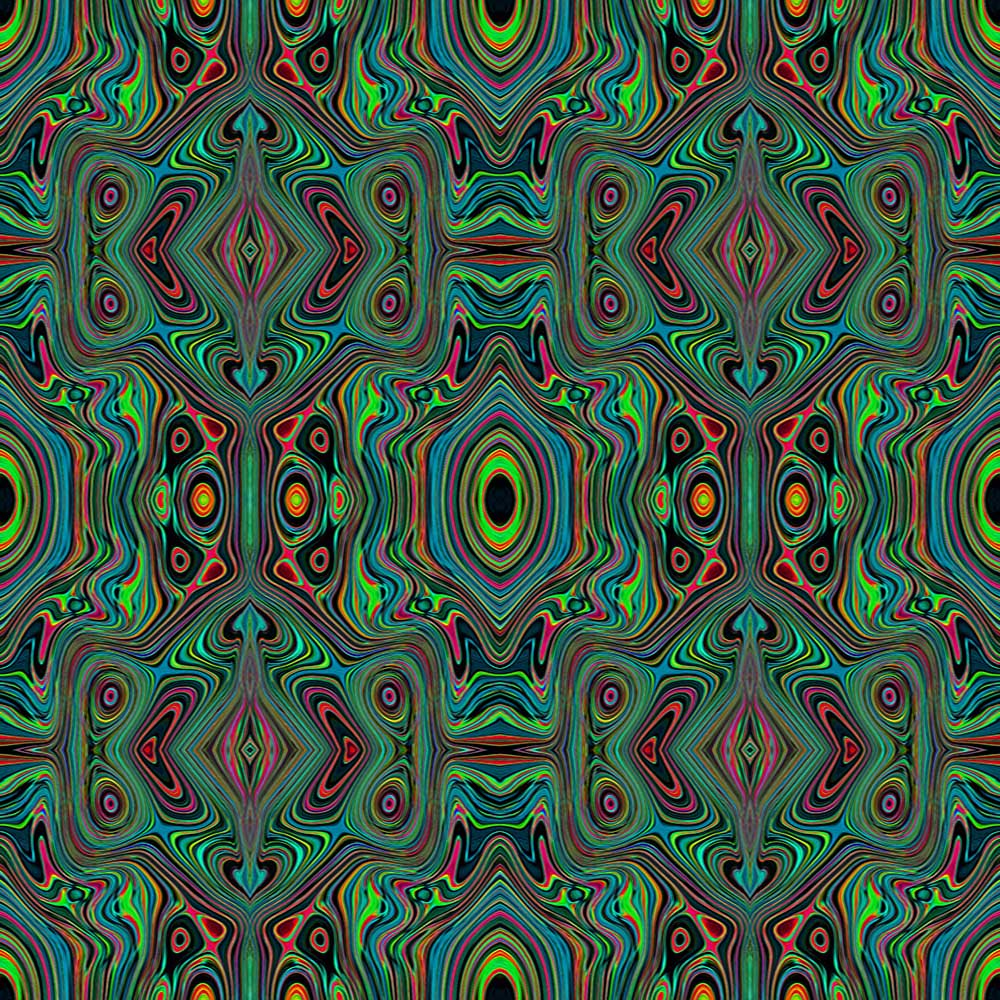 Capri Leggings - Trippy Retro Black and Lime Green Abstract Pattern