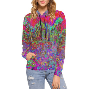 Hoodies for Women, Psychedelic Impressionistic Garden Landscape