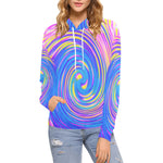 Hoodies for Women, Cool Abstract Pink Blue and Yellow Twirl