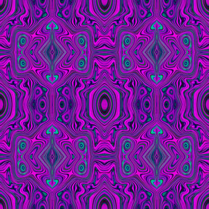 Yoga Leggings, Trippy Retro Magenta and Black Abstract Pattern