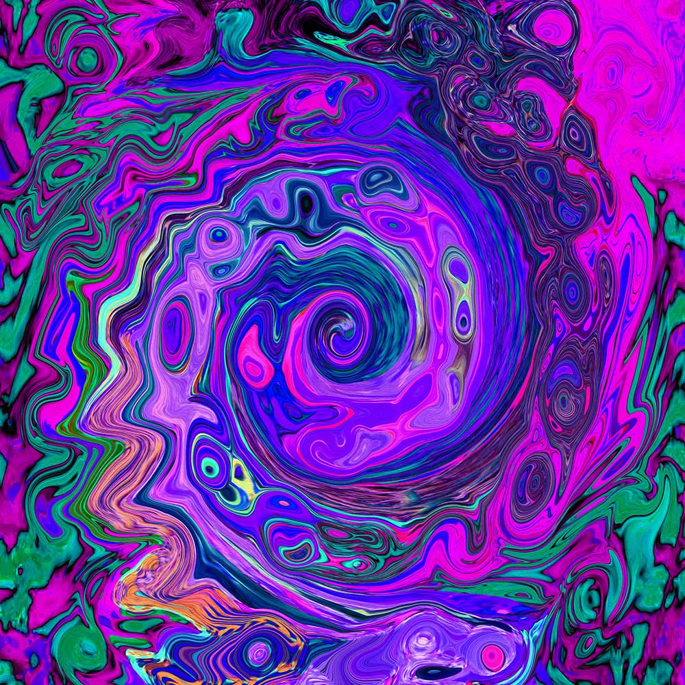 Groovy Abstract Retro Magenta and Purple Swirl