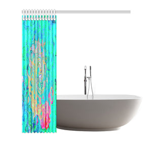 Shower Curtains, Groovy Abstract Retro Rainbow Liquid Swirl