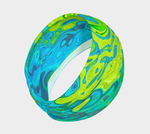 Headband - Groovy Chartreuse and Aquamarine Liquid Swirl