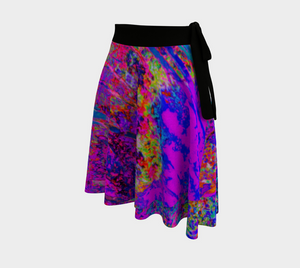 Artsy Wrap Skirt, Psychedelic Impressionistic Purple Garden Landscape