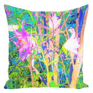 Decorative Throw Pillows, Abstract Oriental Lilies in My Rubio Garden