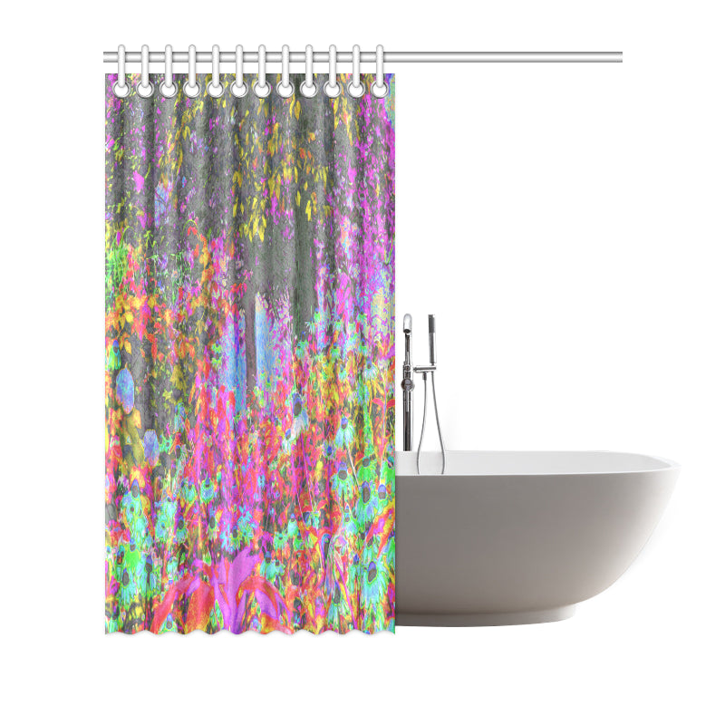 Shower Curtains, Psychedelic Tropical Festival Garden Sunrise