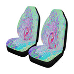 Car Seat Covers, Groovy Abstract Retro Pink and Green Swirl
