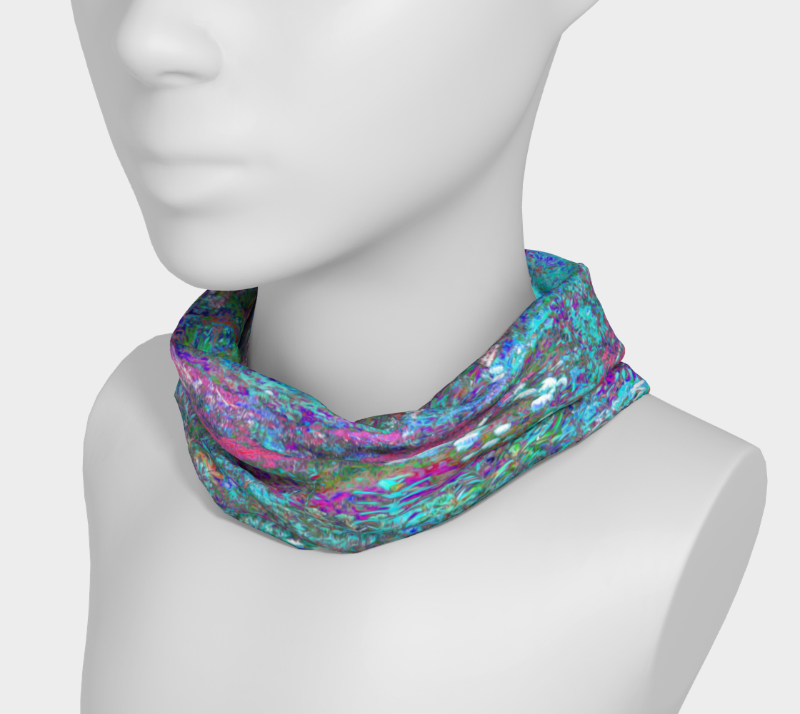 Wide Fabric Headband, My Rubio Garden Landscape in Blue and Berry, Face Covering