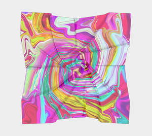 Square Scarves for Women, Colorful Fiesta Swirl Retro Abstract Design