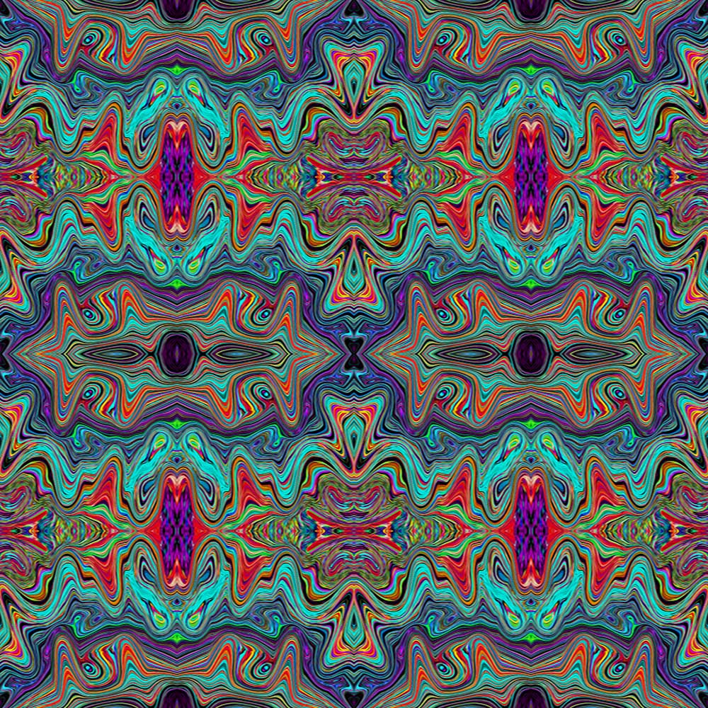 Men's Leggings, Wavy Sea Foam Green and Red Trippy Pattern