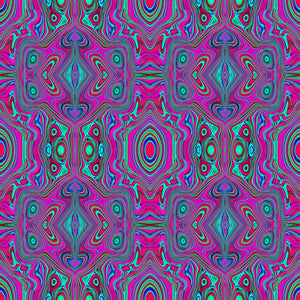 Wrap Skirts, Trippy Retro Magenta, Blue and Green Abstract